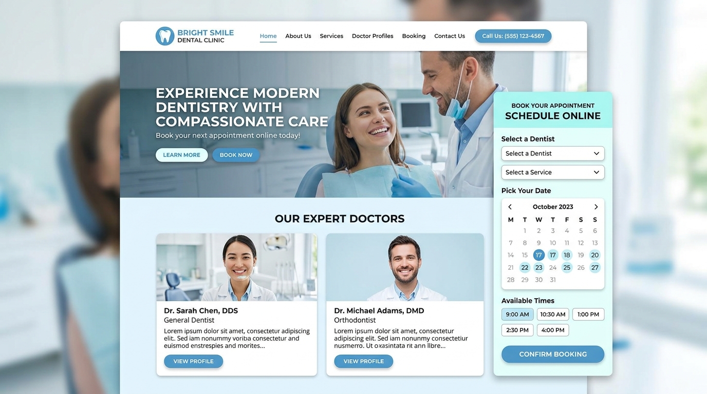 Dentist & Clinic Template preview showing doctor team